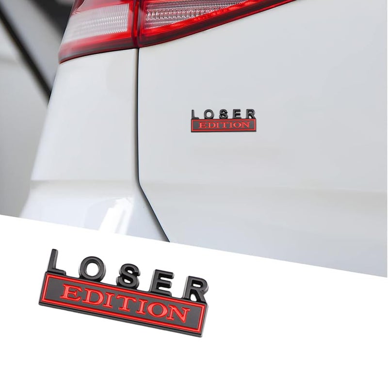 CARRUN 2 Pcs Loser Edition Emblem Car Side Rear Front Hood Trunk Door Badge 3D Decal Sticker for Car Truck SUV (Loser, Black Red) - Image 2